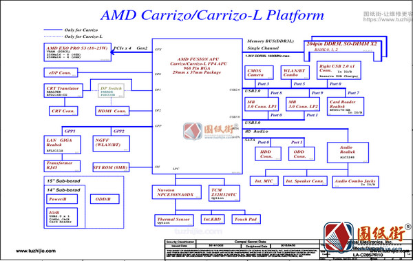 Lenovo 500-15ACZ AAWZA_AAWZB LA-C285P Rev 1.0联想笔记本电路图